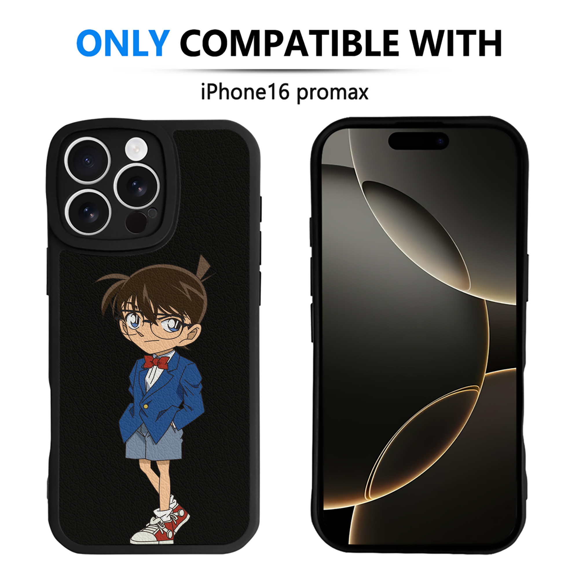 （画像用） 名探偵コナン 江戸川 コナン Detective Conan Conan Edogawa 【iPhone 16シリーズ対応】シリコンスマホケース（レザー調） 材質：シリコン